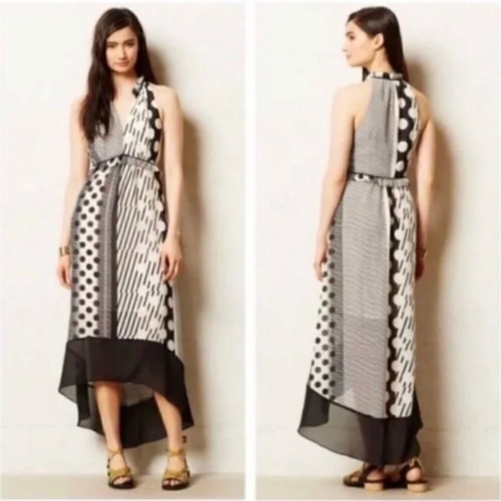 Maeve High low Black and White Dress